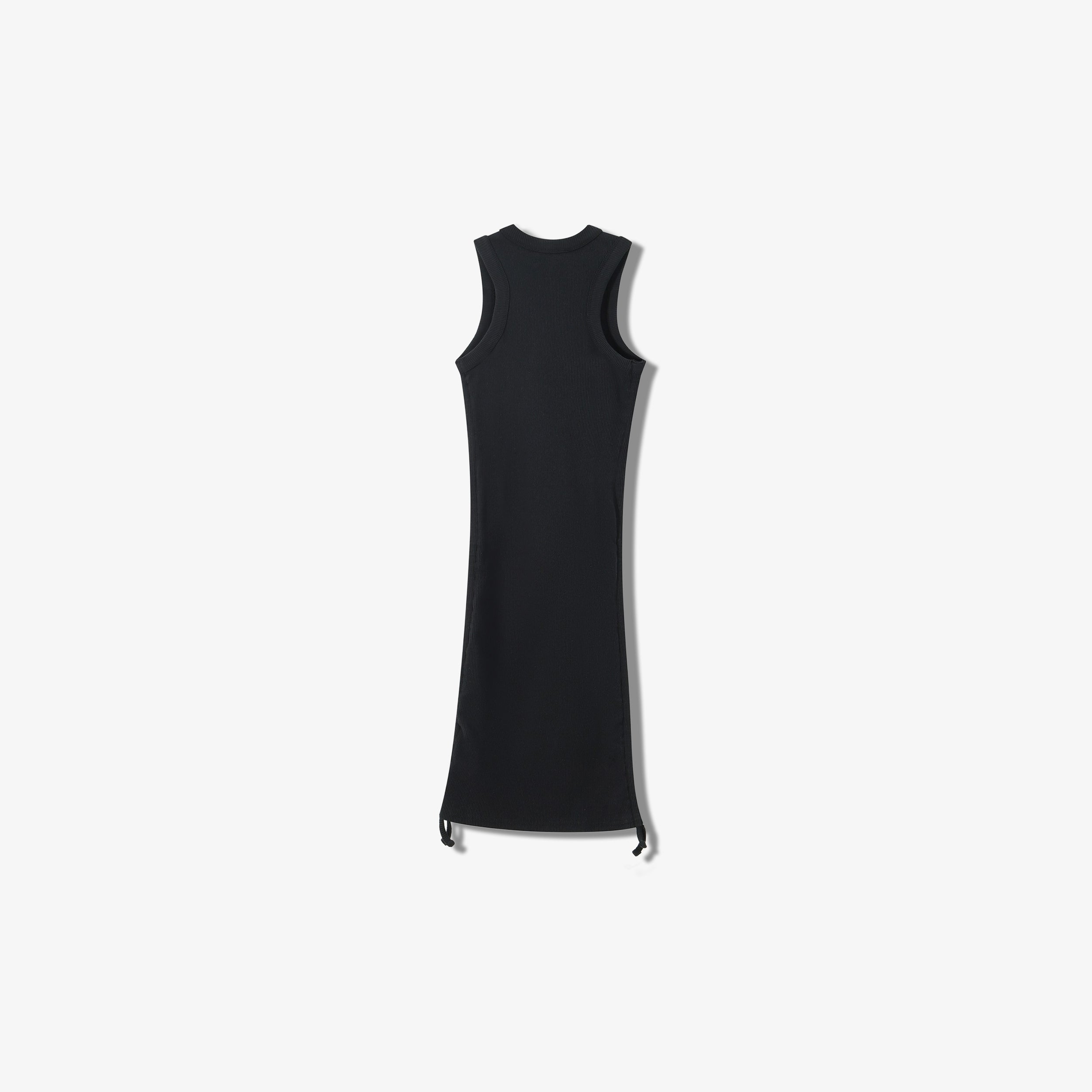 SPORTY COTTON RIBBED RUCHED DRESS -  SLEEVELESS