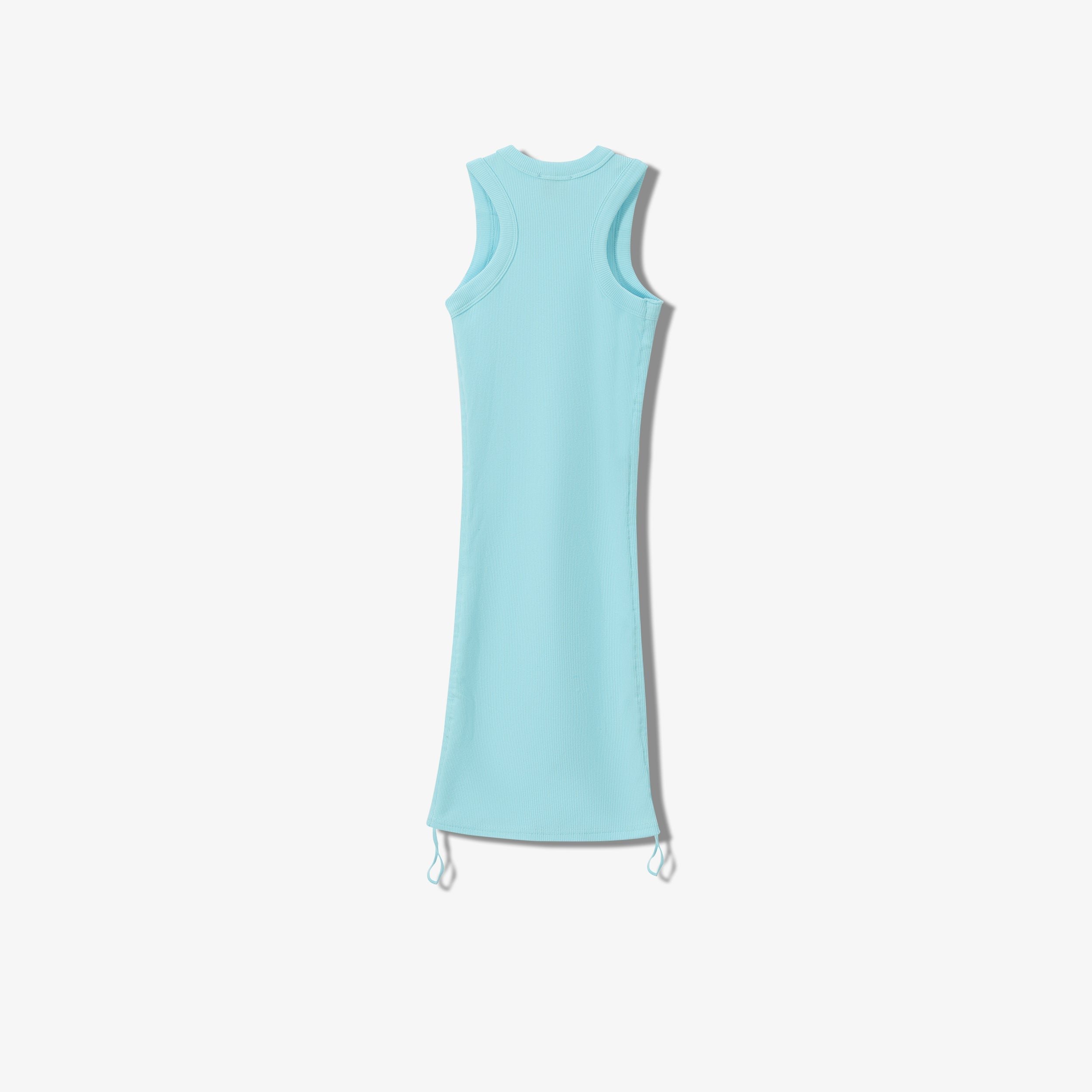 SPORTY COTTON RIBBED RUCHED DRESS -  SLEEVELESS