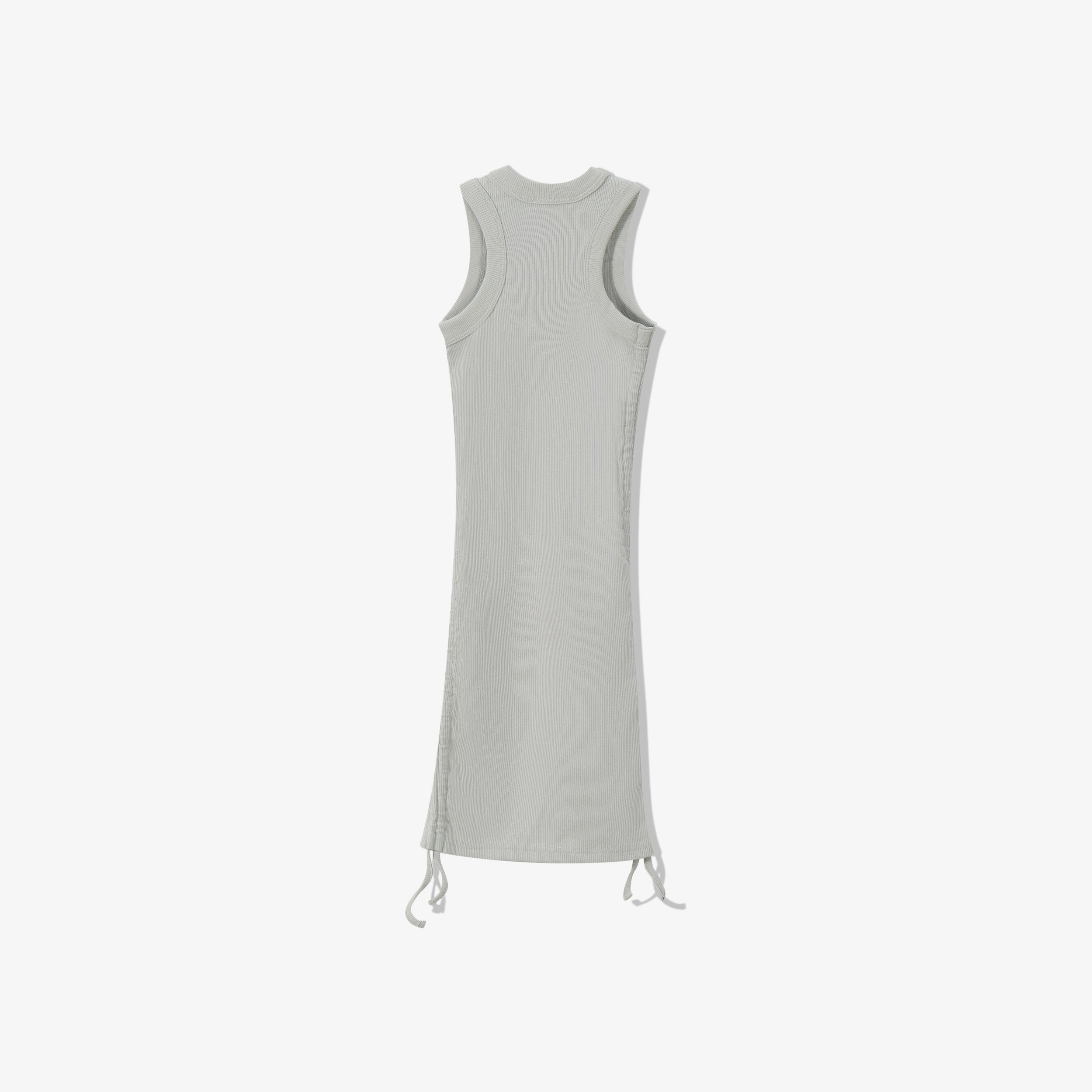 SPORTY COTTON RIBBED RUCHED DRESS -  SLEEVELESS