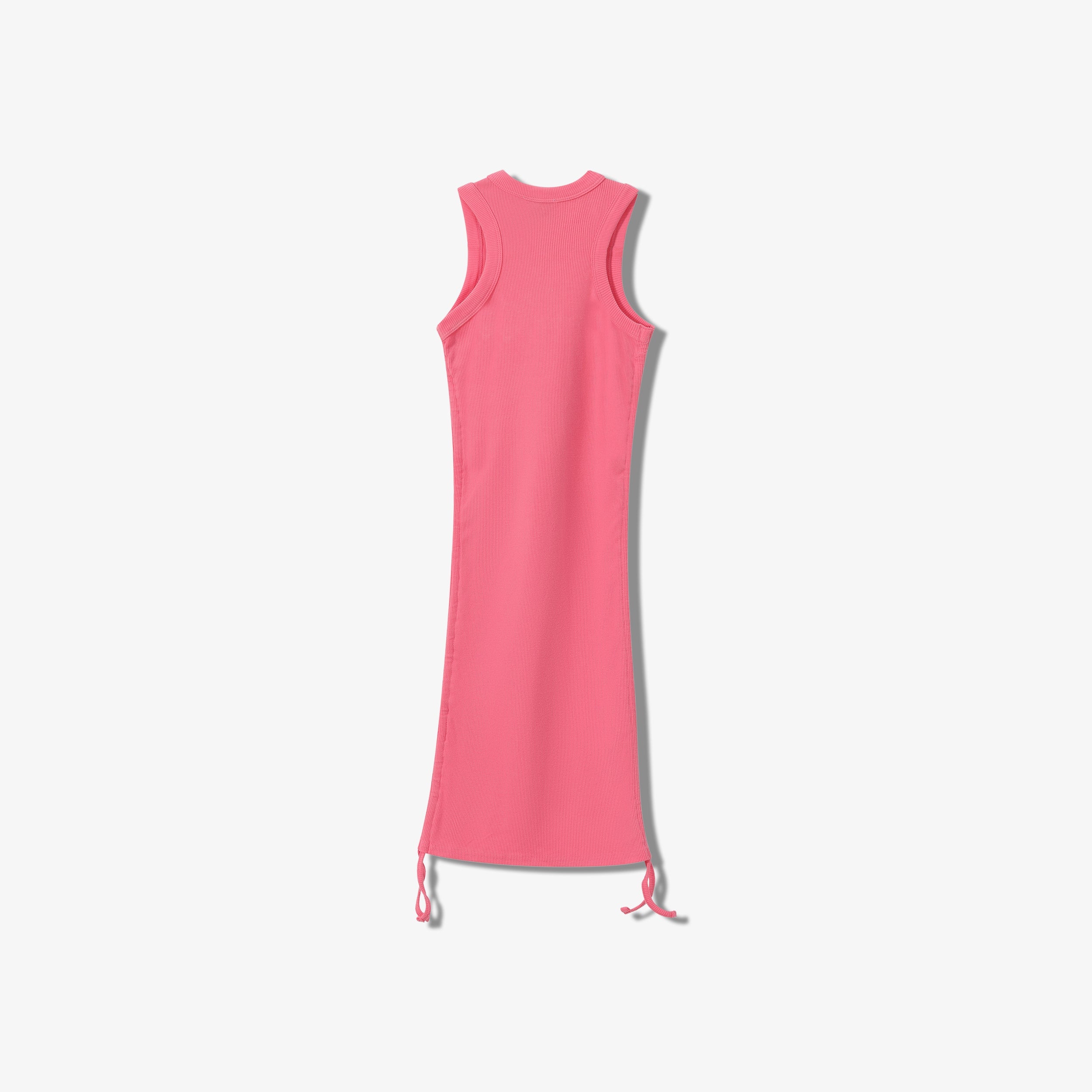 SPORTY COTTON RIBBED RUCHED DRESS -  SLEEVELESS