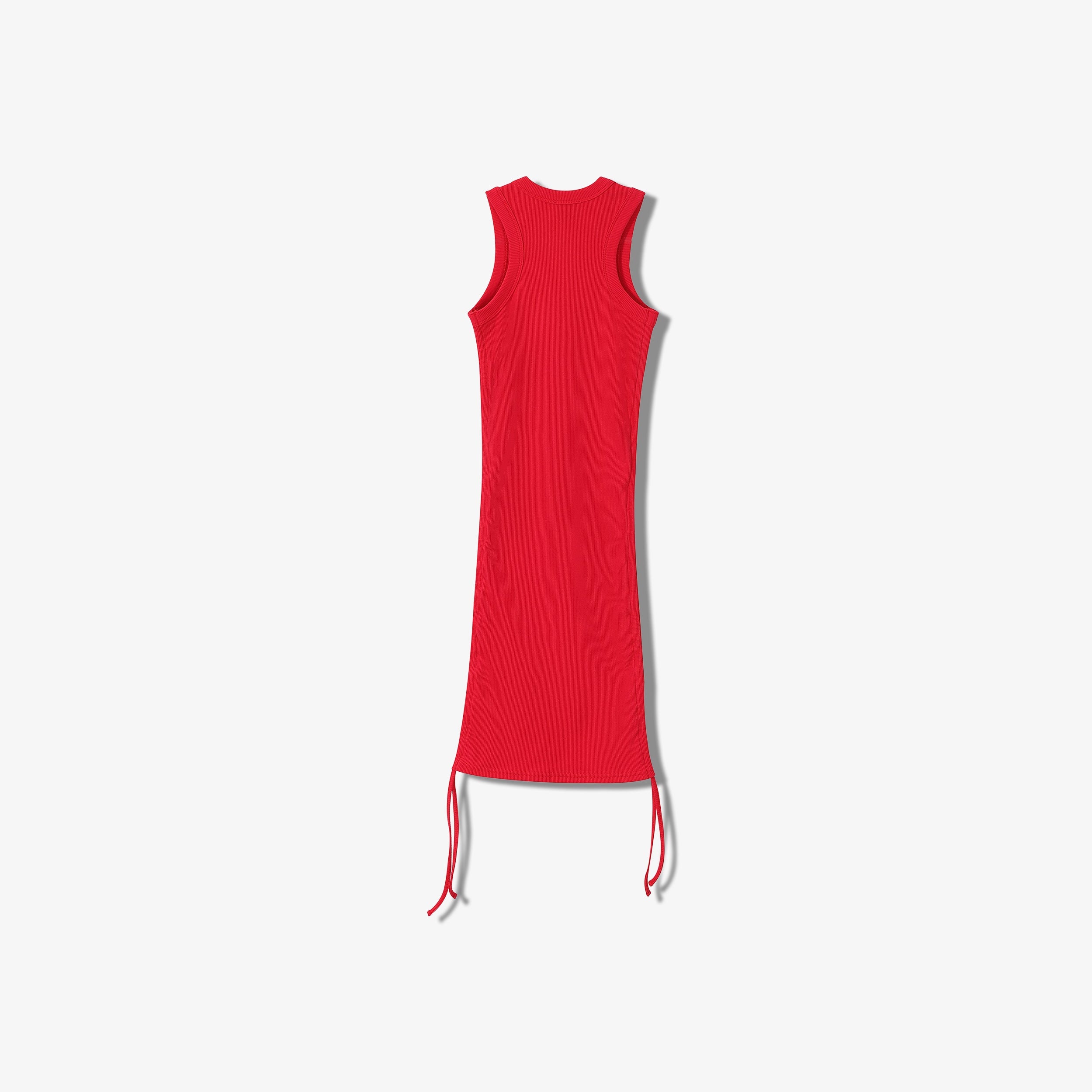 SPORTY COTTON RIBBED RUCHED DRESS -  SLEEVELESS