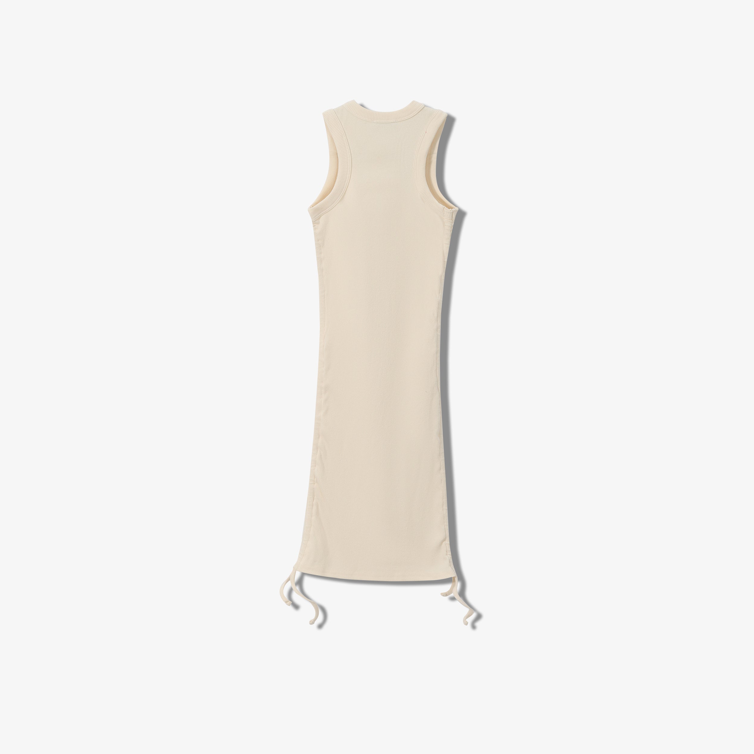 SPORTY COTTON RIBBED RUCHED DRESS -  SLEEVELESS