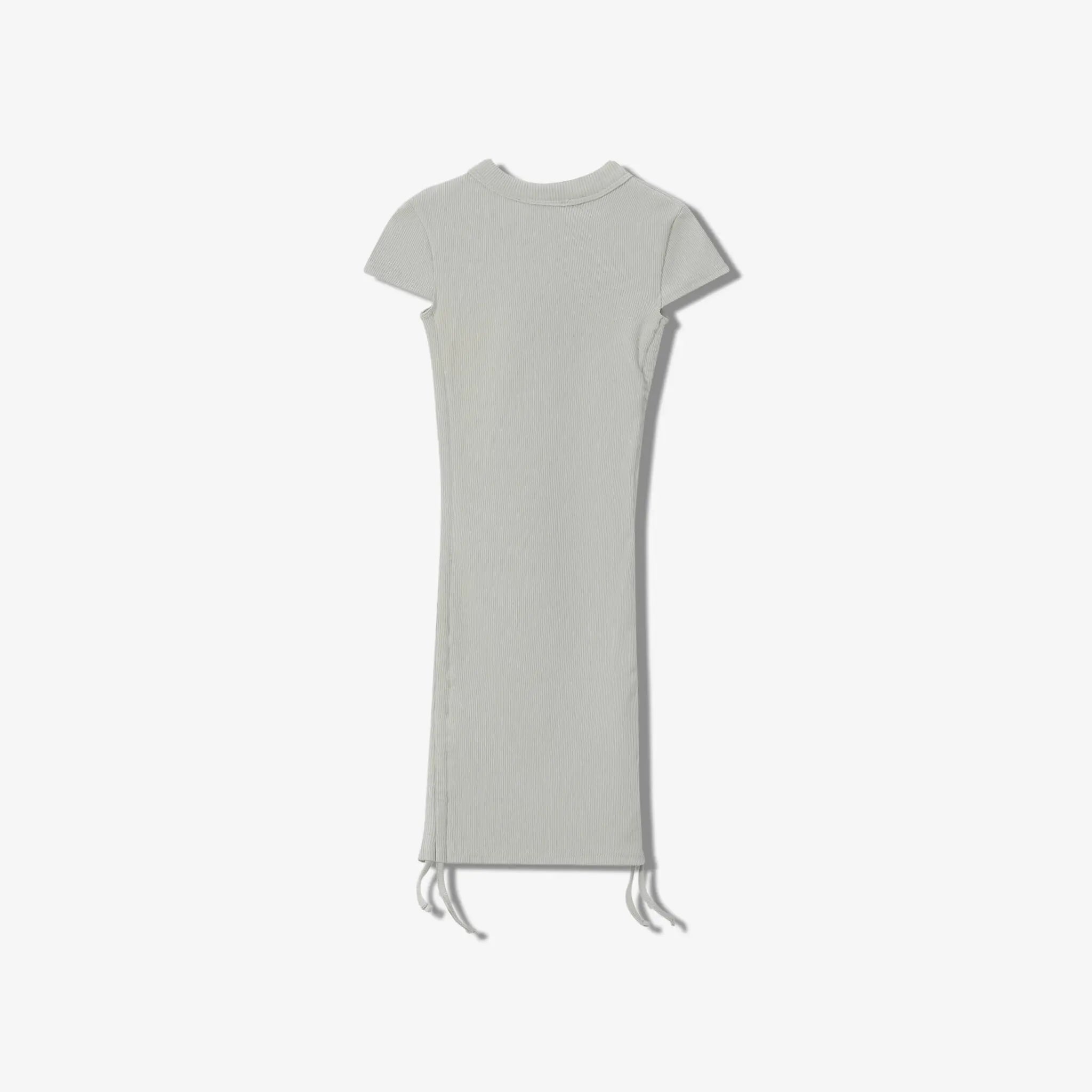 SPORTY COTTON RIBBED  SHORT SLEEVE RUCHED DRESS