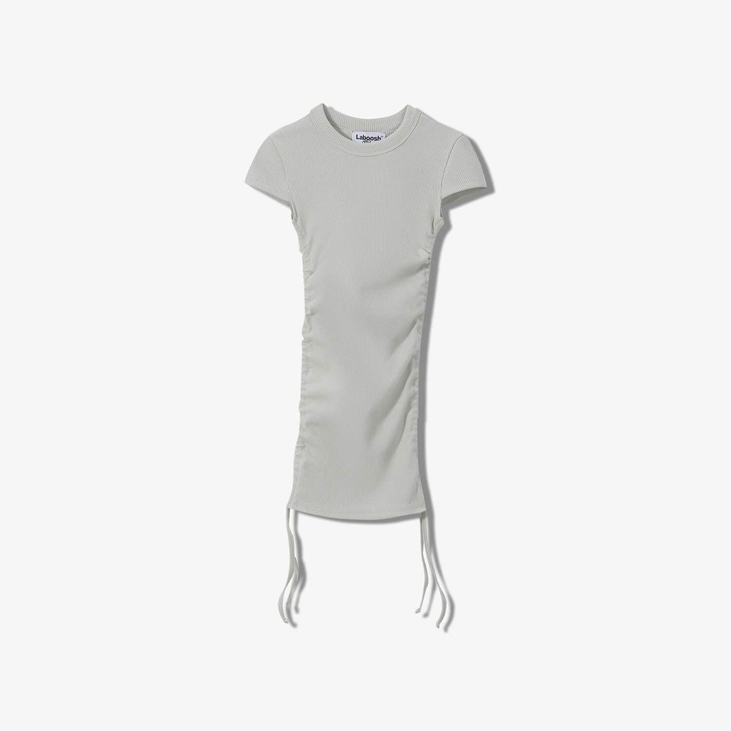 SPORTY COTTON RIBBED  SHORT SLEEVE RUCHED DRESS